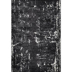 Black Industrial Floor Rug Polyester Abstract Rug Washable Non-Slip Underlay Flooring for Living Room