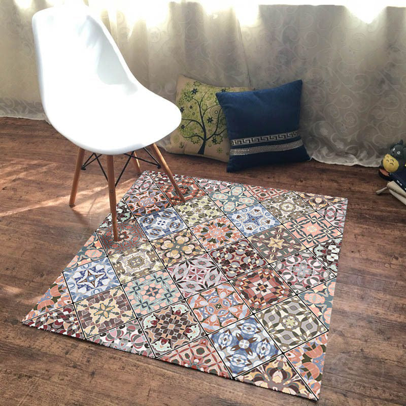 American Moroccan carpet in pink diamond geometric floral pattern carpet polyester non-slip carpet for home decor