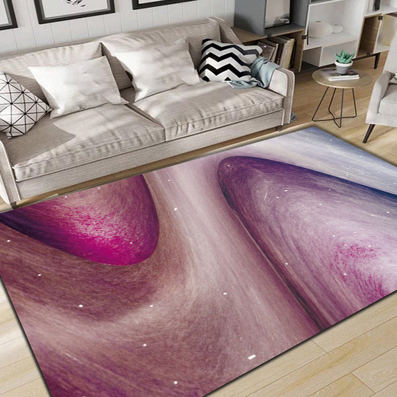 Simple modern rug in purple abstract galaxy pattern rug polyester machine washable non-slip rug for home decor