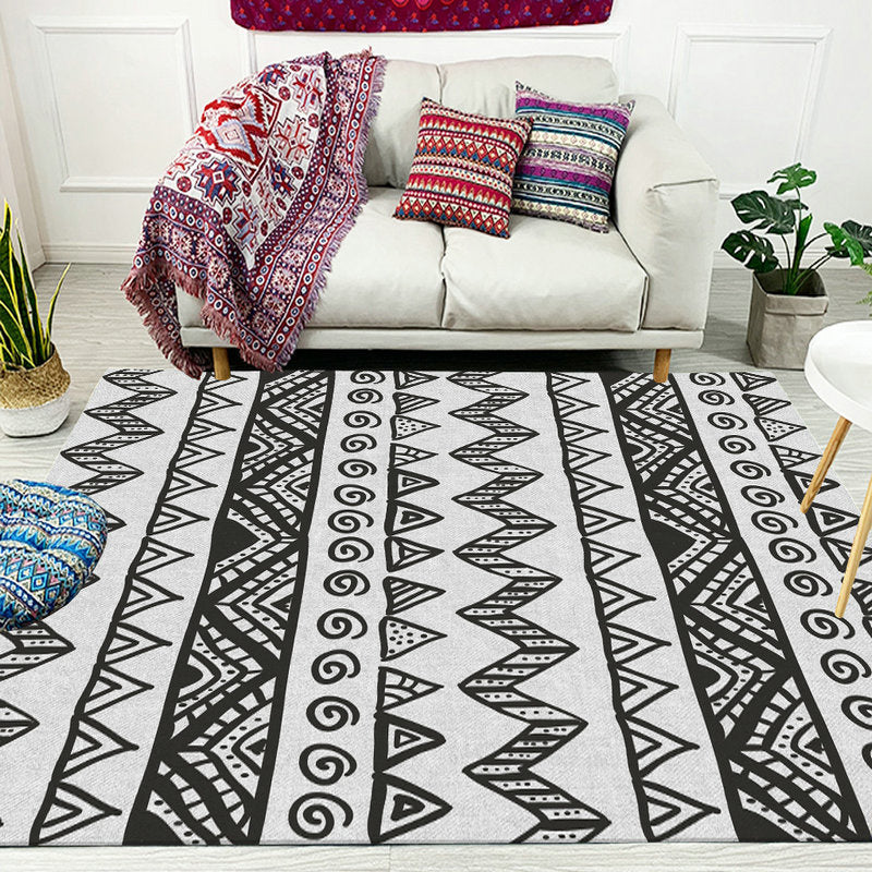 Americana Southwestern Rug in gray triangle diamond pattern rug polyester pet-friendly rug for home decoration