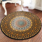 Moroccan living room rug with brown flower circle print rug polyester non-slip machine washable rug