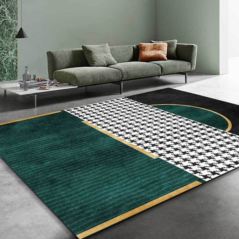Modern living room rug Multicolored cube pattern rug Polyester non-slip backing washable rug