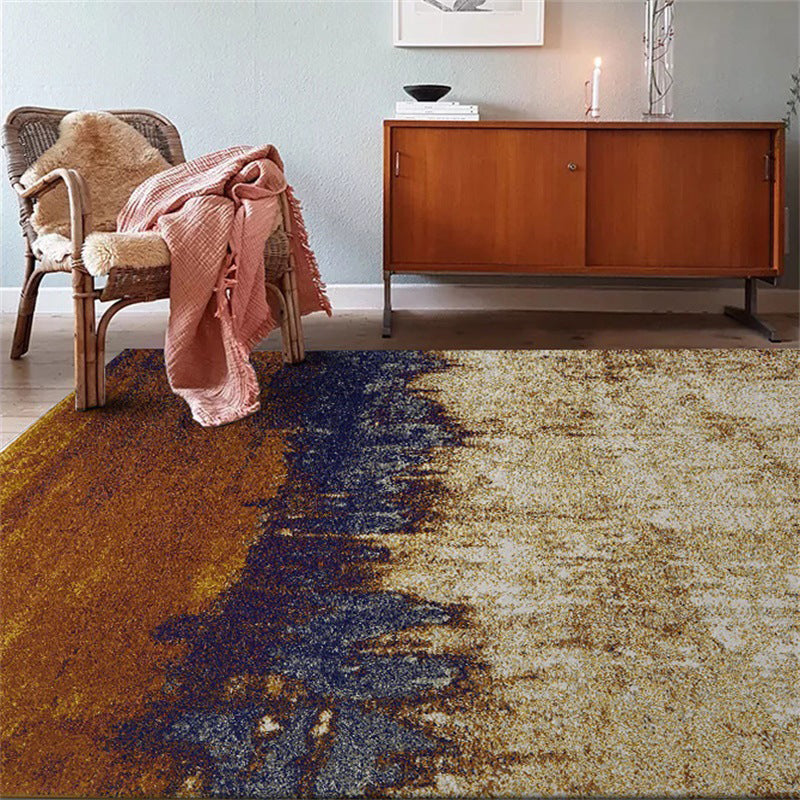 Brown industrial carpet Polyester oil painting print carpet washable non-slip backing carpet for the living room