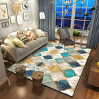 Moroccan Living Room Carpet in Ivory Diamond Pattern Carpet Polymer Non-Slip Back Stain Resistant Area Rug