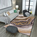Minimalist modern rug in brown, abstract curved line pattern rug polyester washable non-slip rug for home decor