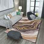 Minimalist modern rug in brown, abstract curved line pattern rug polyester washable non-slip rug for home decor