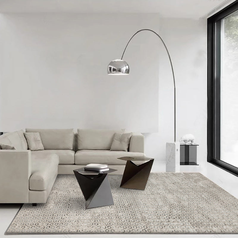 Modern living room rug in gray abstract circle print rug polyester washable stain-resistant rug area