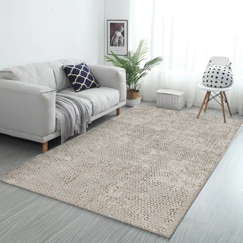 Modern living room rug in gray abstract circle print rug polyester washable stain-resistant rug area