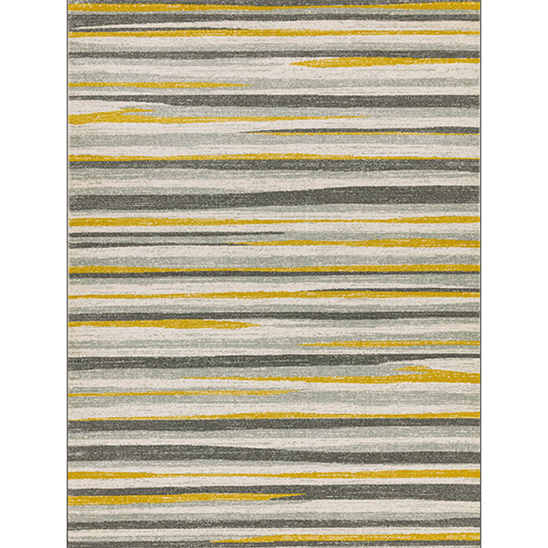Modern living room rug in gray abstract striped pattern rug polyester washable non-slip back rug for the area