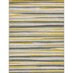 Modern living room rug in gray abstract striped pattern rug polyester washable non-slip back rug for the area