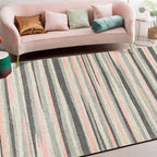 Modern living room rug in gray abstract striped pattern rug polyester washable non-slip back rug for the area