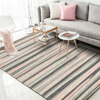 Modern living room rug in gray abstract striped pattern rug polyester washable non-slip back rug for the area
