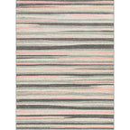 Modern living room rug in gray abstract striped pattern rug polyester washable non-slip back rug for the area