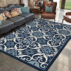Moroccan Living Room Rug Multi-colored Pattern Printed Rug Polyester Pet-friendly Stain-resistant Area Rug