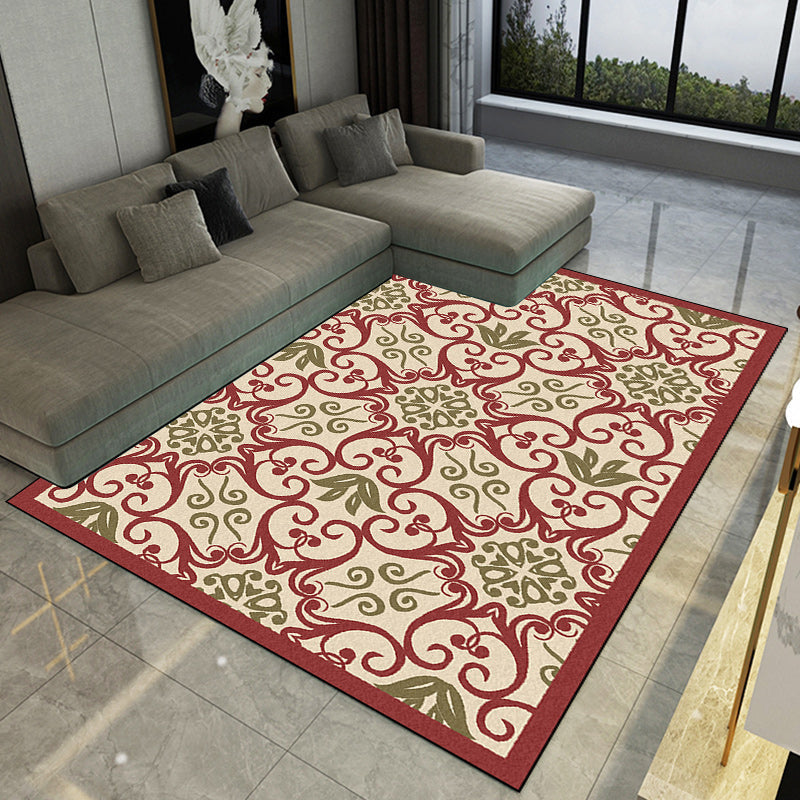Moroccan Living Room Rug Multi-colored Pattern Printed Rug Polyester Pet-friendly Stain-resistant Area Rug