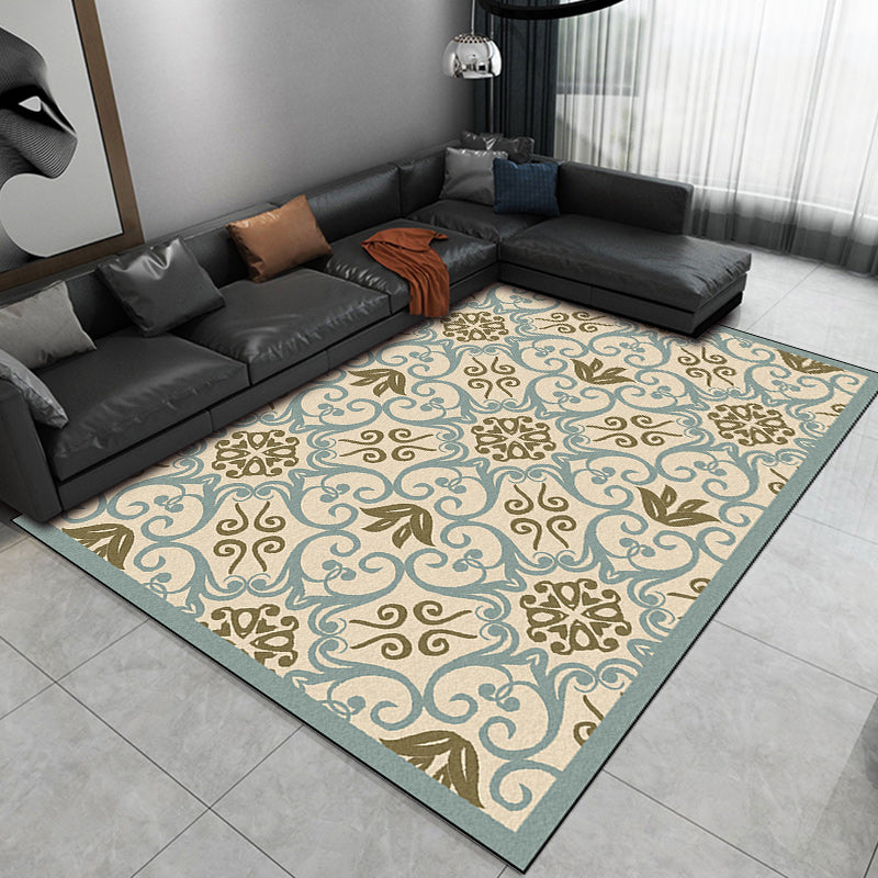 Moroccan Living Room Rug Multi-colored Pattern Printed Rug Polyester Pet-friendly Stain-resistant Area Rug