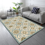 Moroccan Living Room Rug Multi-colored Pattern Printed Rug Polyester Pet-friendly Stain-resistant Area Rug
