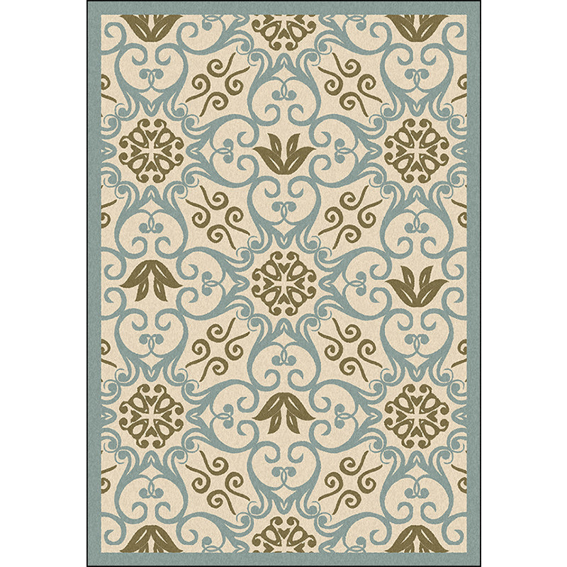 Moroccan Living Room Rug Multi-colored Pattern Printed Rug Polyester Pet-friendly Stain-resistant Area Rug