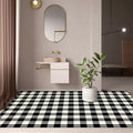 Modern living room rug in black-white small grid print rug polyester machine washable area rug