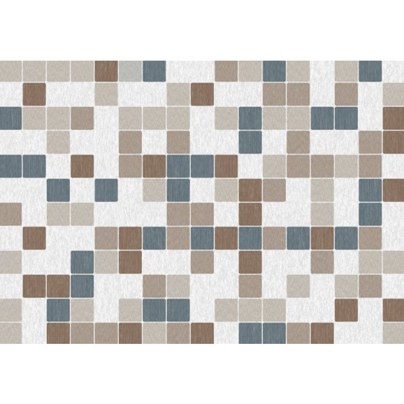 Minimalist Modern Rug in Ivory Check Pattern Rug Polyester Washable Non-Slip Rug for Home Decor