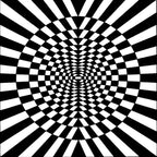 Novelty Living Room Rug in Black and White 3D Circle Stripe Pattern Rug Polyester Pet-Friendly Washable Rug