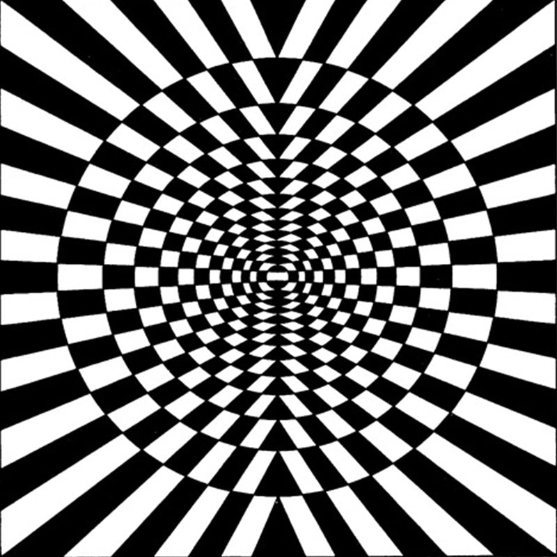 Novelty Living Room Rug in Black and White 3D Circle Stripe Pattern Rug Polyester Pet-Friendly Washable Rug