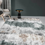 Gray Contemporary Area Rug Polyester Abstract Rug Washable Non-Slip Back Carpet for Living Room
