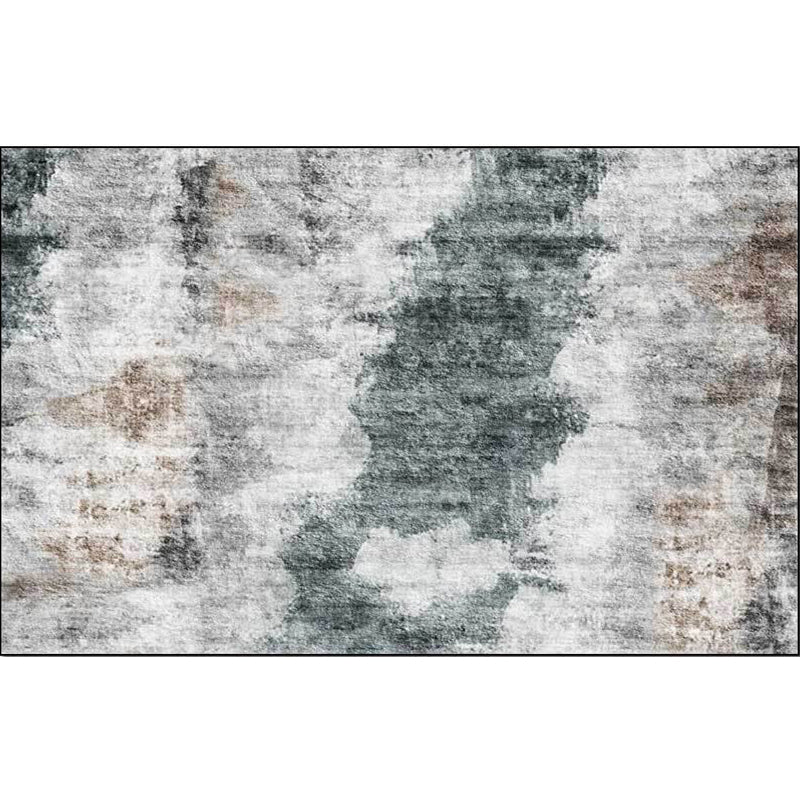 Gray Contemporary Area Rug Polyester Abstract Rug Washable Non-Slip Back Carpet for Living Room
