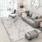 Nordic Modern Rug in Ivory Abstract Marble Pattern Rug Polyester Machine Washable Non-Slip Rug for Home Decor