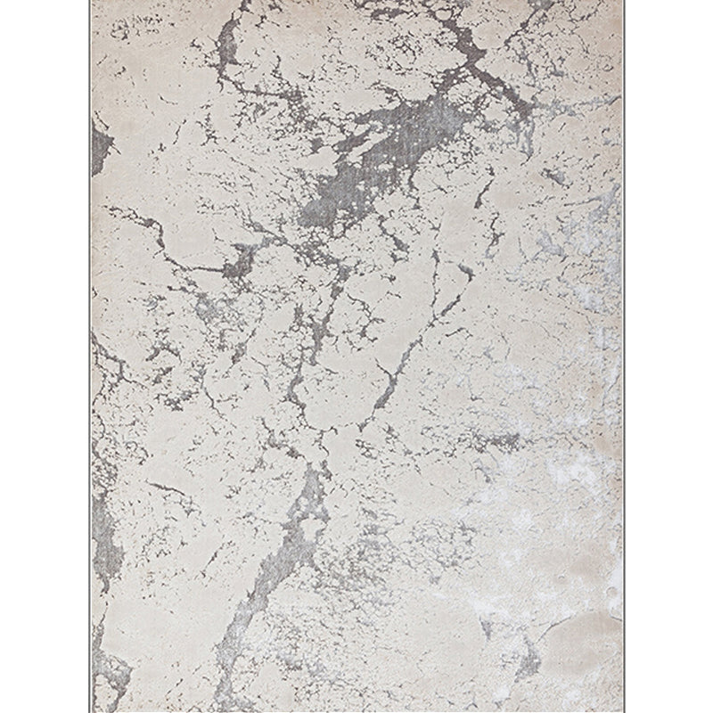 Nordic Modern Rug in Ivory Abstract Marble Pattern Rug Polyester Machine Washable Non-Slip Rug for Home Decor