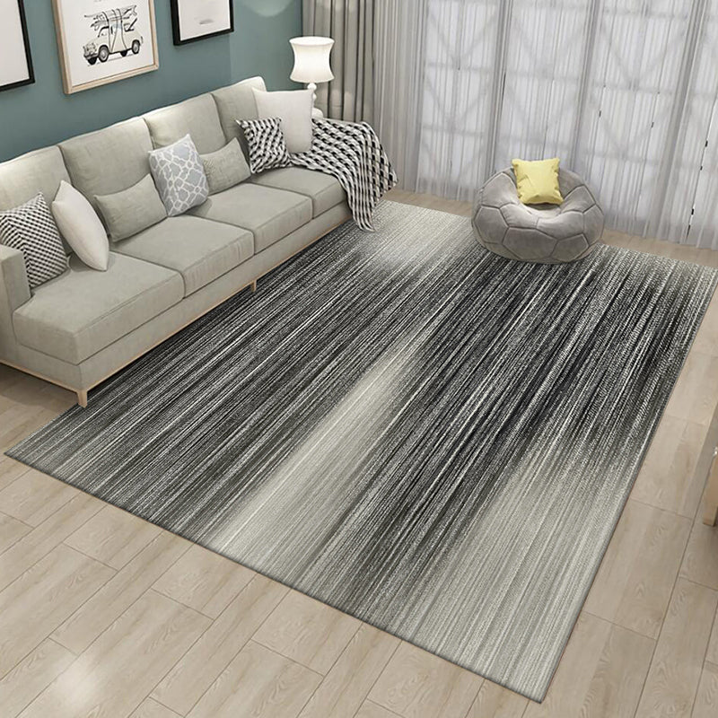Black-and-white bedroom carpet Modern abstract pinstripe pattern carpet Polyester non-slip backing washable carpet
