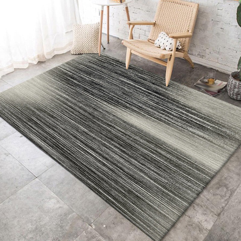 Black-and-white bedroom carpet Modern abstract pinstripe pattern carpet Polyester non-slip backing washable carpet