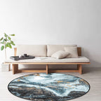 Simple modern rug in blue and black abstract marble pattern rug polyester washable rug for home decoration