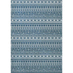 Tribal South-West Rug in Blue Stripes Triangle Greek Key Pattern Rug Polyester Non-slip Living Room Rug for Home Decor