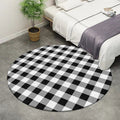 Modern Living Room Rug in Black-White Check Print Rug Polyester Washable Non-Slip Rug