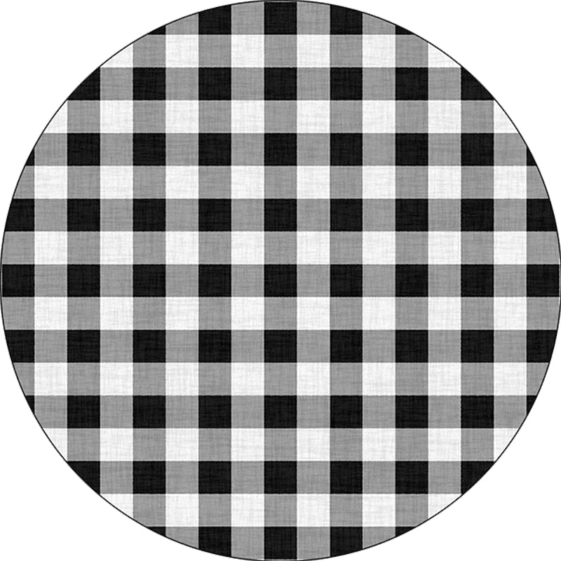 Modern Living Room Rug in Black-White Check Print Rug Polyester Washable Non-Slip Rug