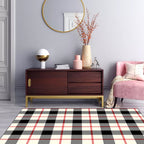 Modern living room carpet in ivory checkered print carpet polyester non-slip stain-resistant carpet for the area