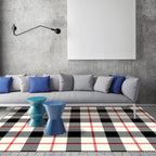 Modern living room carpet in ivory checkered print carpet polyester non-slip stain-resistant carpet for the area