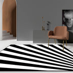 Modern Novelty Carpet in White and Black 3D Line Pattern Carpet Polyester Non-Slip Carpet for Home Decoration