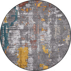 Industrial Abstract Rug Gray Polyester Rug Machine Washable Non-Slip Back Rug for Bedroom