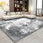 Gray and white contemporary carpet polyester abstract rug washable non-slip backing rug for the living room