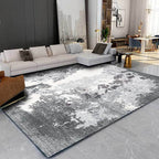 Gray and white contemporary carpet polyester abstract rug washable non-slip backing rug for the living room