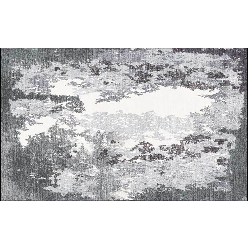 Gray and white contemporary carpet polyester abstract rug washable non-slip backing rug for the living room
