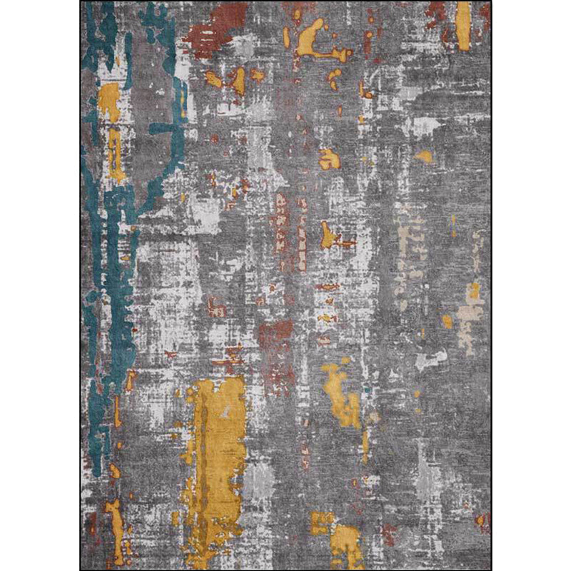 Industrial Abstract Carpet Gray Polyester Carpet Machine Washable Non-Slip Back Area Rug for Bedroom