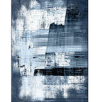 Modern living room rug in blue and white with abstract painting print rug polyester washable area rug