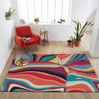 Multicolored Bedroom Rug Modern Abstract Twisted Line Pattern Area Rug Polyester Washable Non-slip Rug