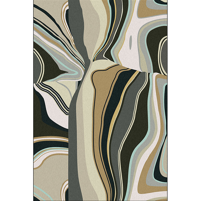 Multicolored Bedroom Rug Modern Abstract Twisted Line Pattern Area Rug Polyester Washable Non-slip Rug