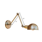 Retro Dome Wall Lamp 1 Bulb Metal Wall Lighting with Swingarm in Brass/Chrome for Bathroom