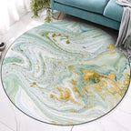 Casual modern rug in green abstract sea water design rug polyester machine washable rug for home decor
