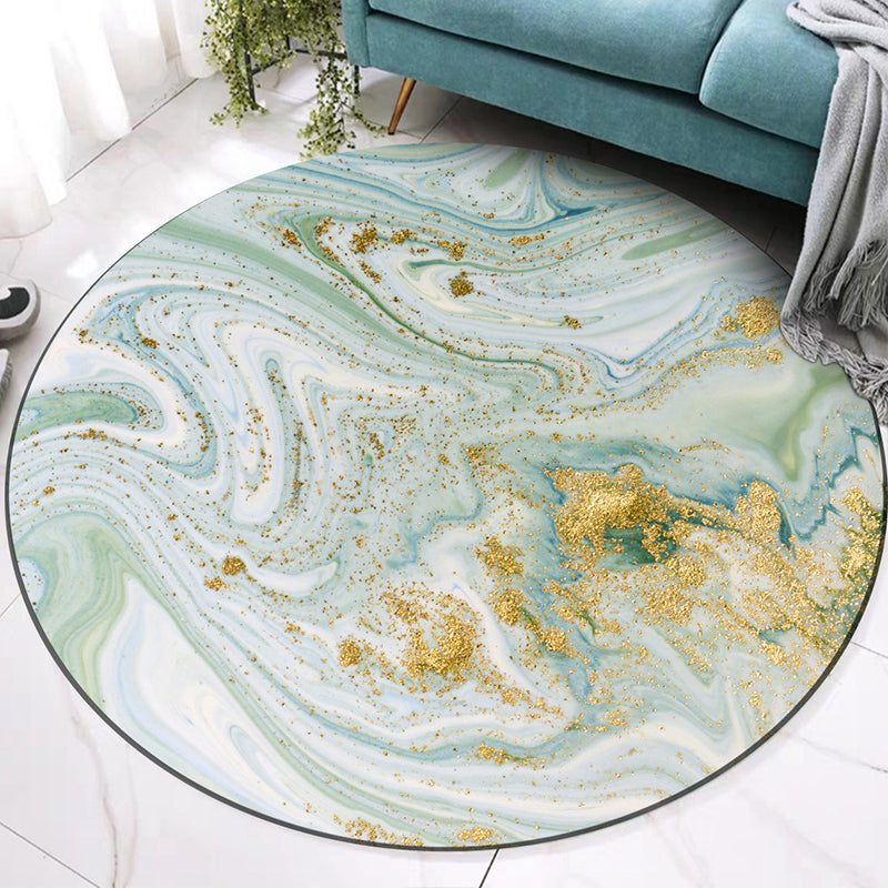 Casual modern rug in green abstract sea water design rug polyester machine washable rug for home decor